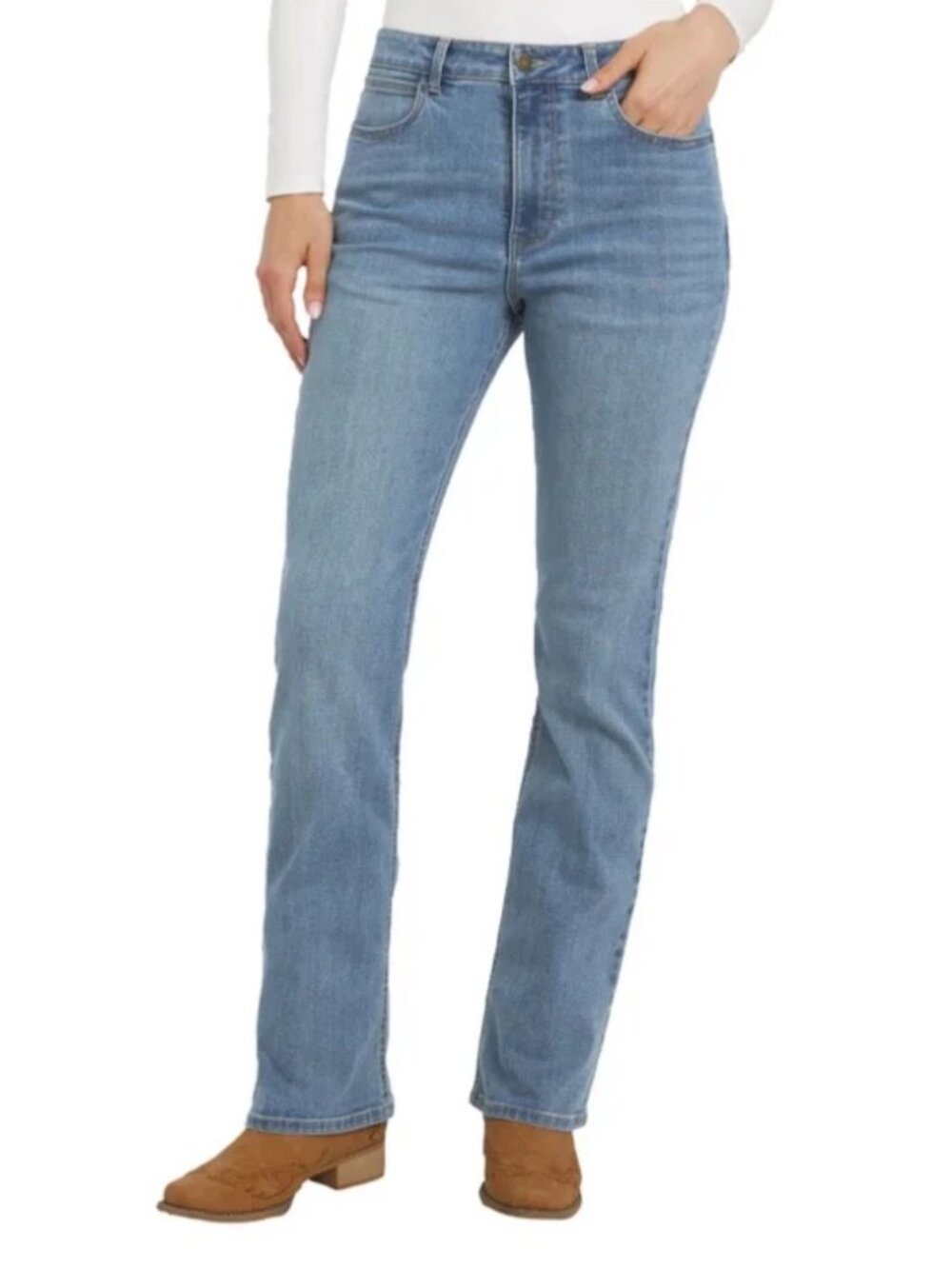 BRAND NEW Wrangler Women's High-Rise Bootcut Jeans in Blue Wash